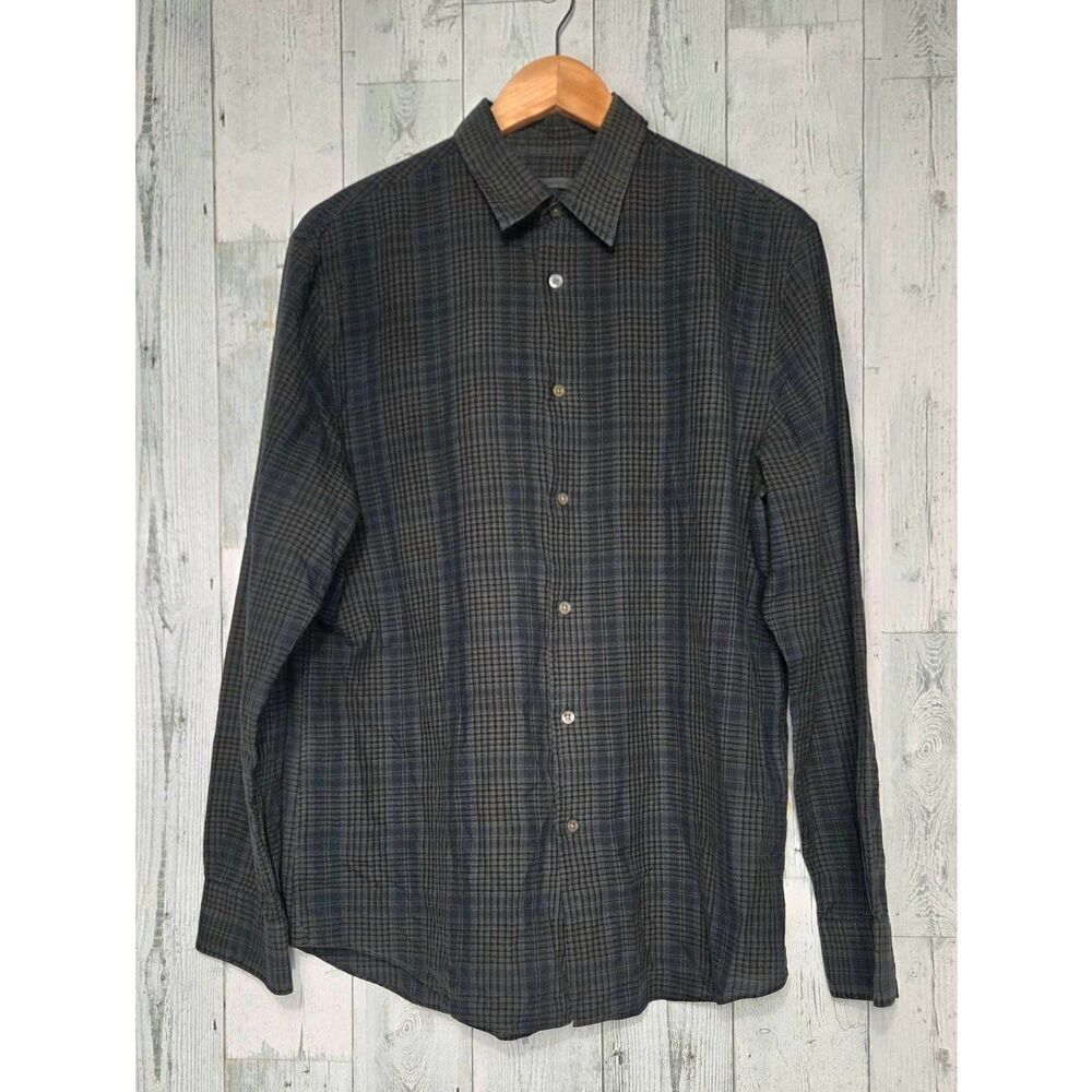 John Varvatos Classic Fall Plaid Long Sleeve Casual Button Down Shirt Sz. M